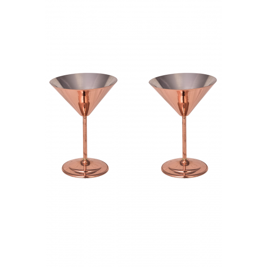 Turna Bakır Martini Kadeh Düz 250 Ml 2li Takım Kırmızı Turna0459-21