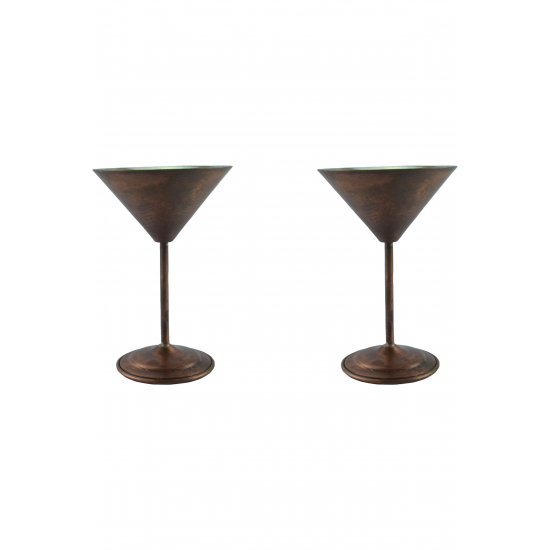 Turna Bakır Martini Kadeh Düz 250 Ml 2li Takım Oksit Turna0459-23