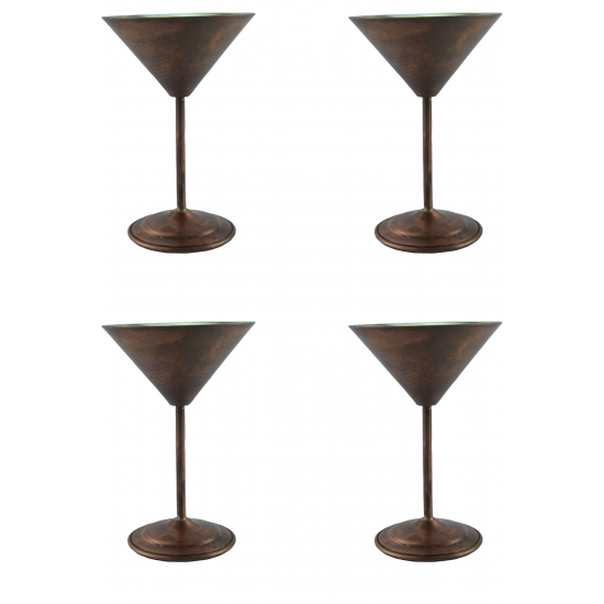 Turna Bakır Martini Kadeh Düz 250 Ml 4lü Takım Oksit Turna0459-43