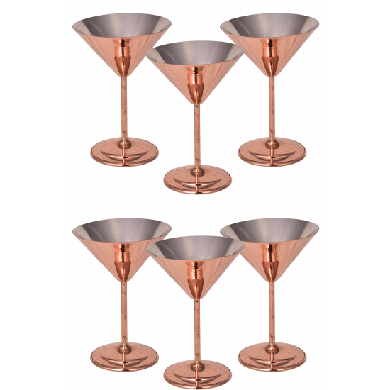 Turna Bakır Martini Kadeh Düz 250 Ml 6lı Takım Kırmızı Turna0459-61