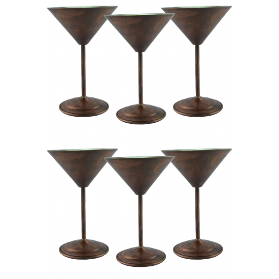 Turna Bakır Martini Kadeh Düz 250 Ml 6lı Takım Oksit Turna0459-63