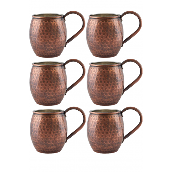 Turna Bakır Moscow Mule Bardak El Dövme 500 Ml 6lı Takım Oksit Turna0497-63